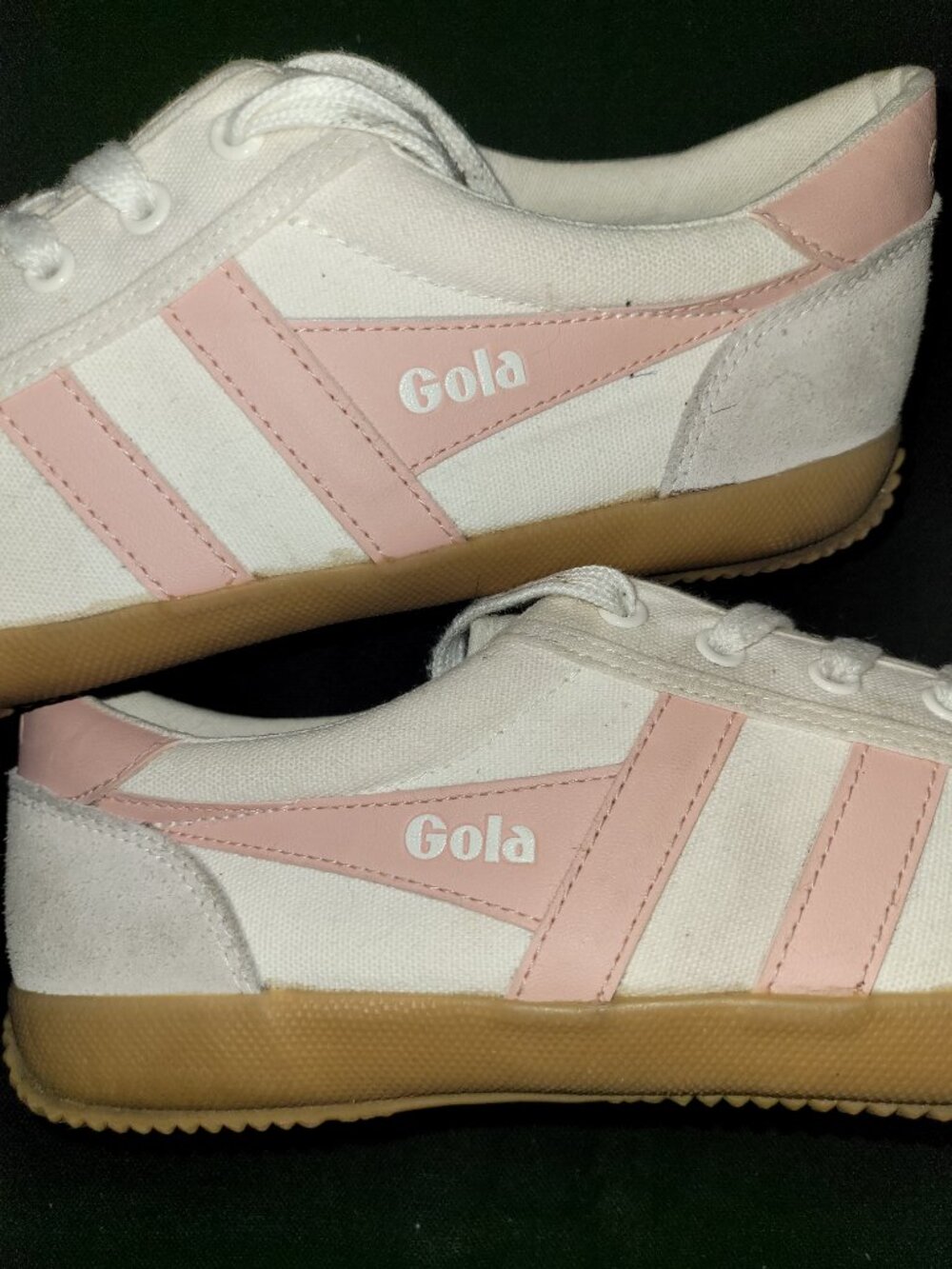 Gola Badminton Plimsoll Off White and Pearl Pink Suede Sneakers Women's Size 9 - Picture 4 of 14
